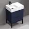 Modern Small Bathroom Vanity, Blue, 24